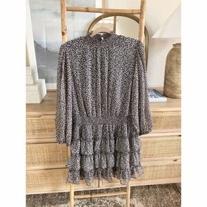 MSK Black Floral Ruffle Tiered Dress XL